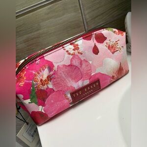 Ted Baker Pink Floral Zip Cosmetic Bag